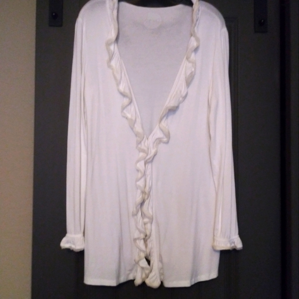 INC White Cover-up Blouse Size Large